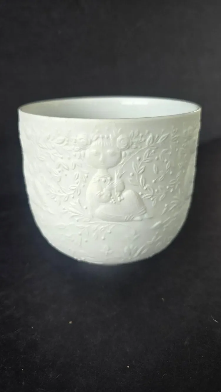Vintage Rosenthal Flora White Porcelain Embossed Bowl Germany Flower Relief